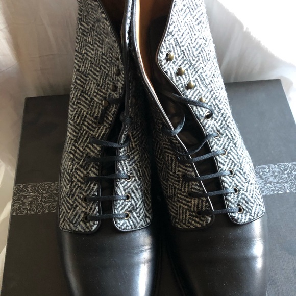 Men’s leather and fabric boots - Picture 1 of 9